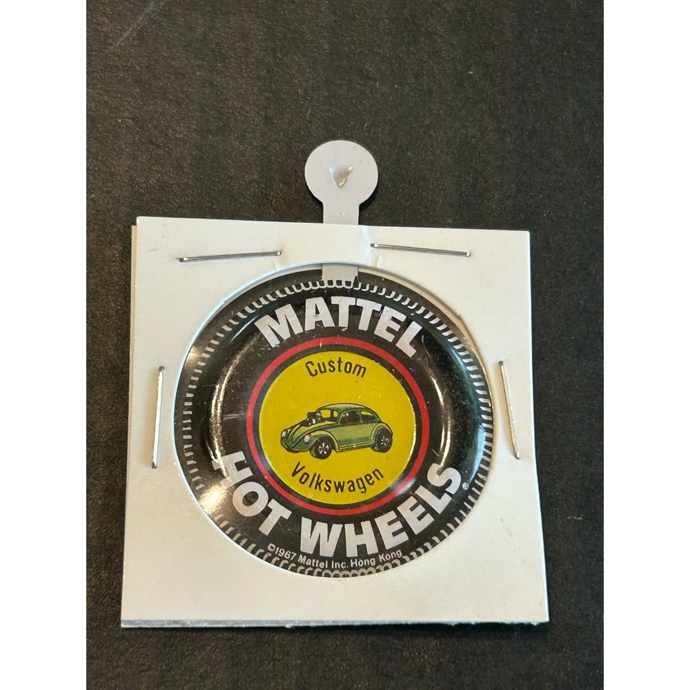 Custom Volkswagen Mattel Hot Wheels metal badge/pin/button/pinback 68 Redline VW